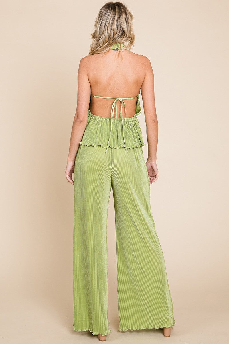 Set corrugado de pantalón y top