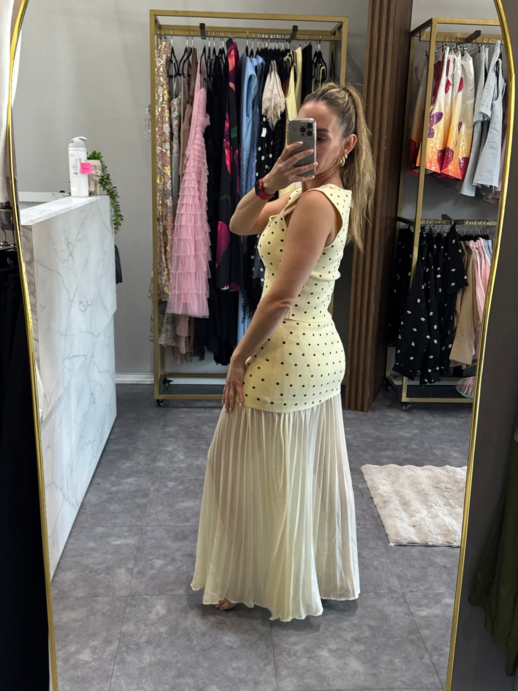 SET DE FALDA POLKADOT AMARILLO
