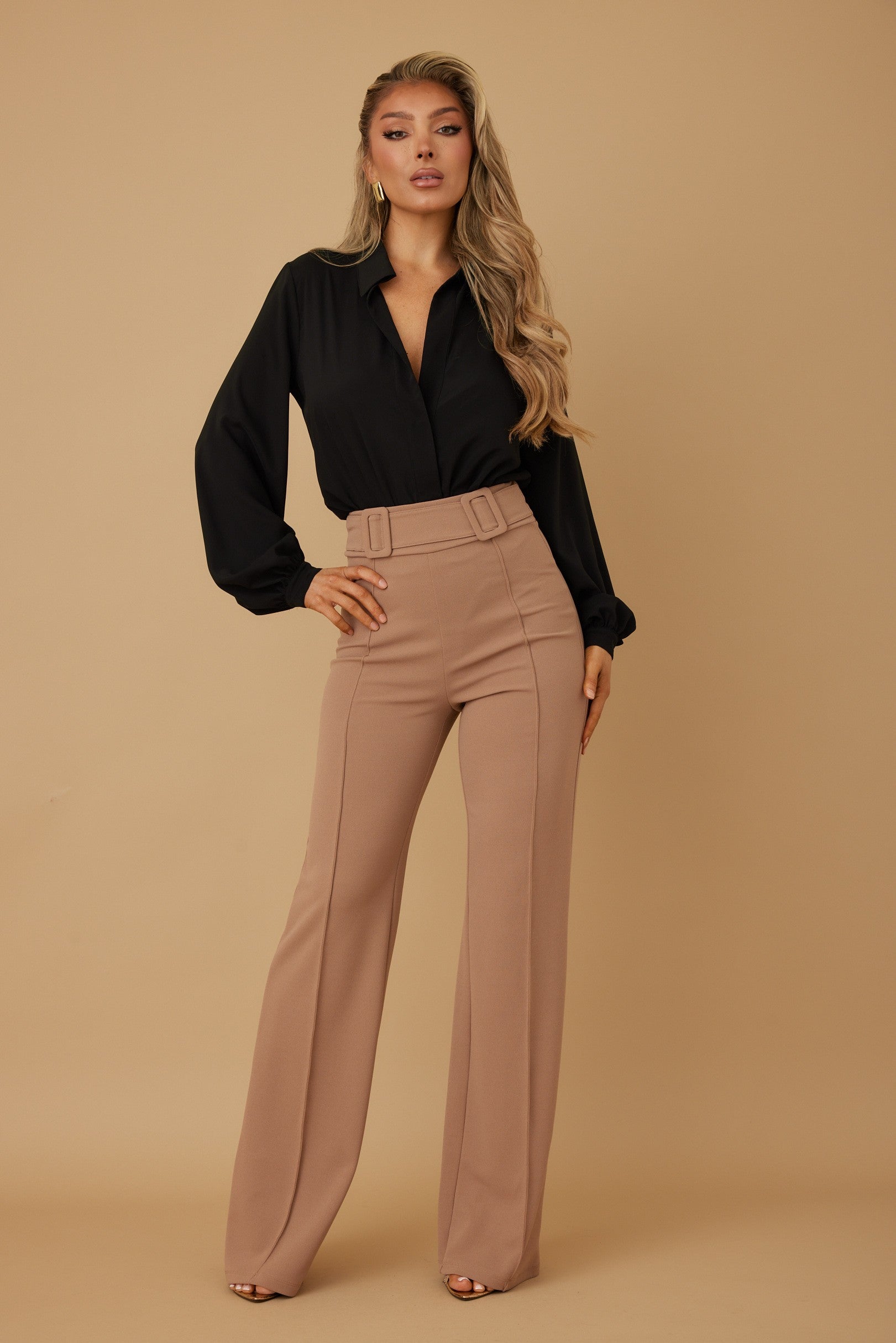 Pantalón de Vestir Stretch con hebillas en cintura