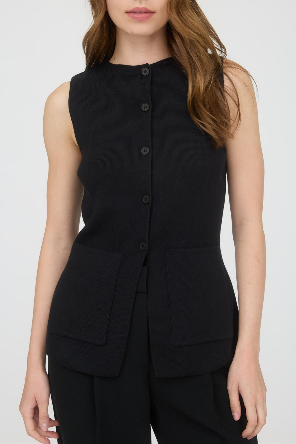 TOP DE PUNTO CON BOTONES NEGRO