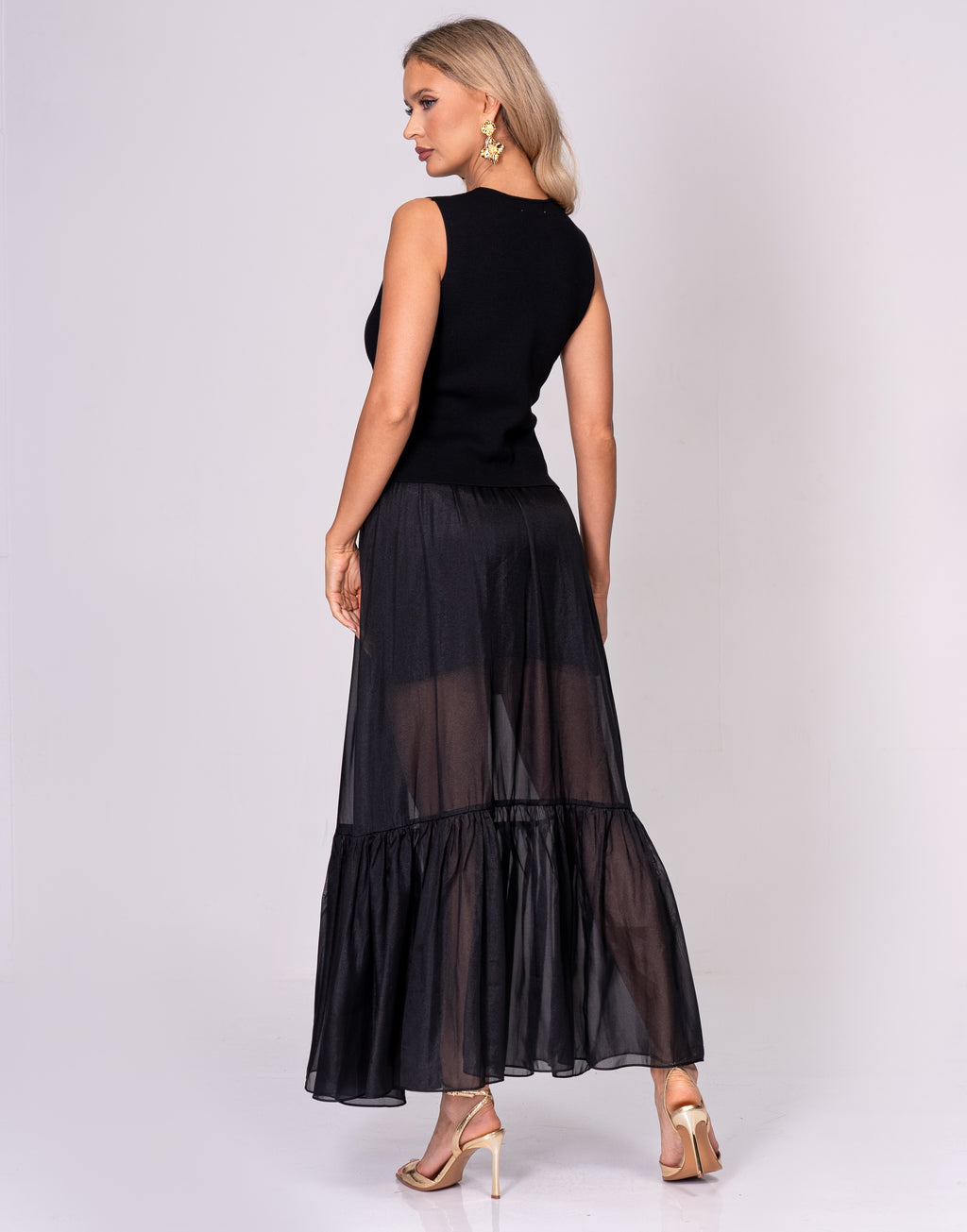 SET DE FALDA LARGA CON TOP TEJIDO