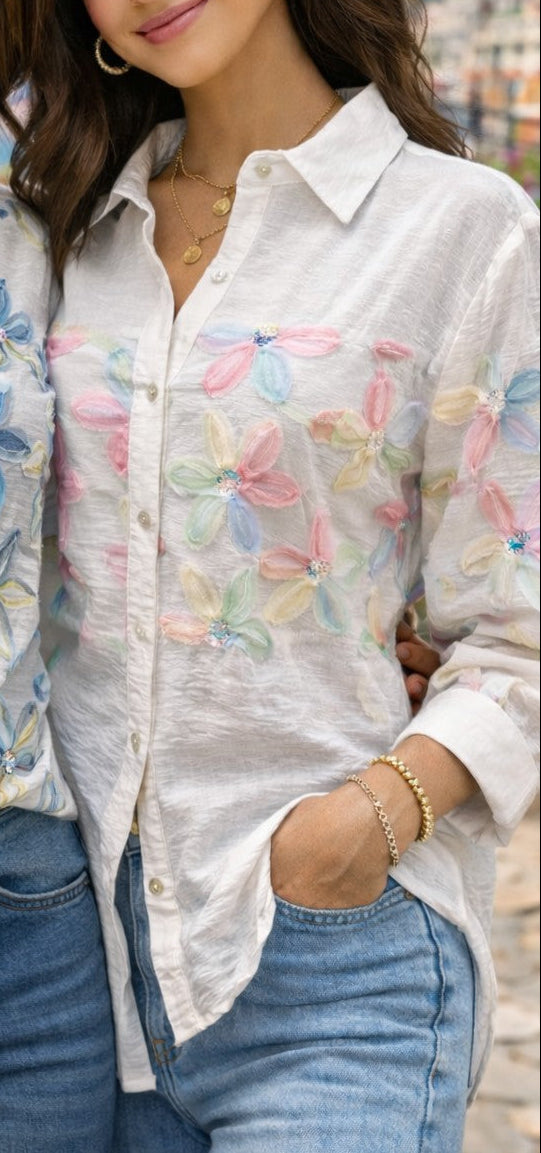 CAMISA CON FLORES MULTICOLOR