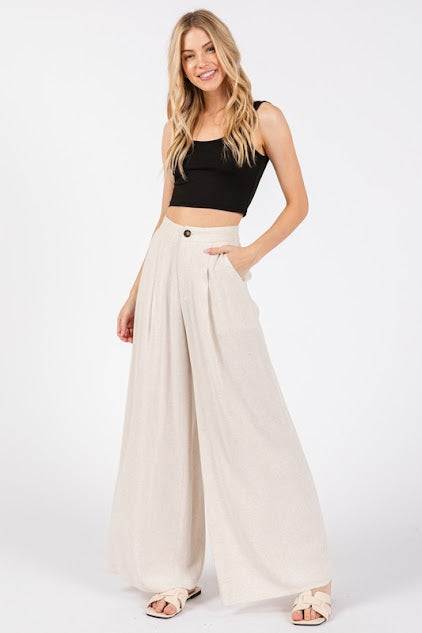 Pantalon recto de lino