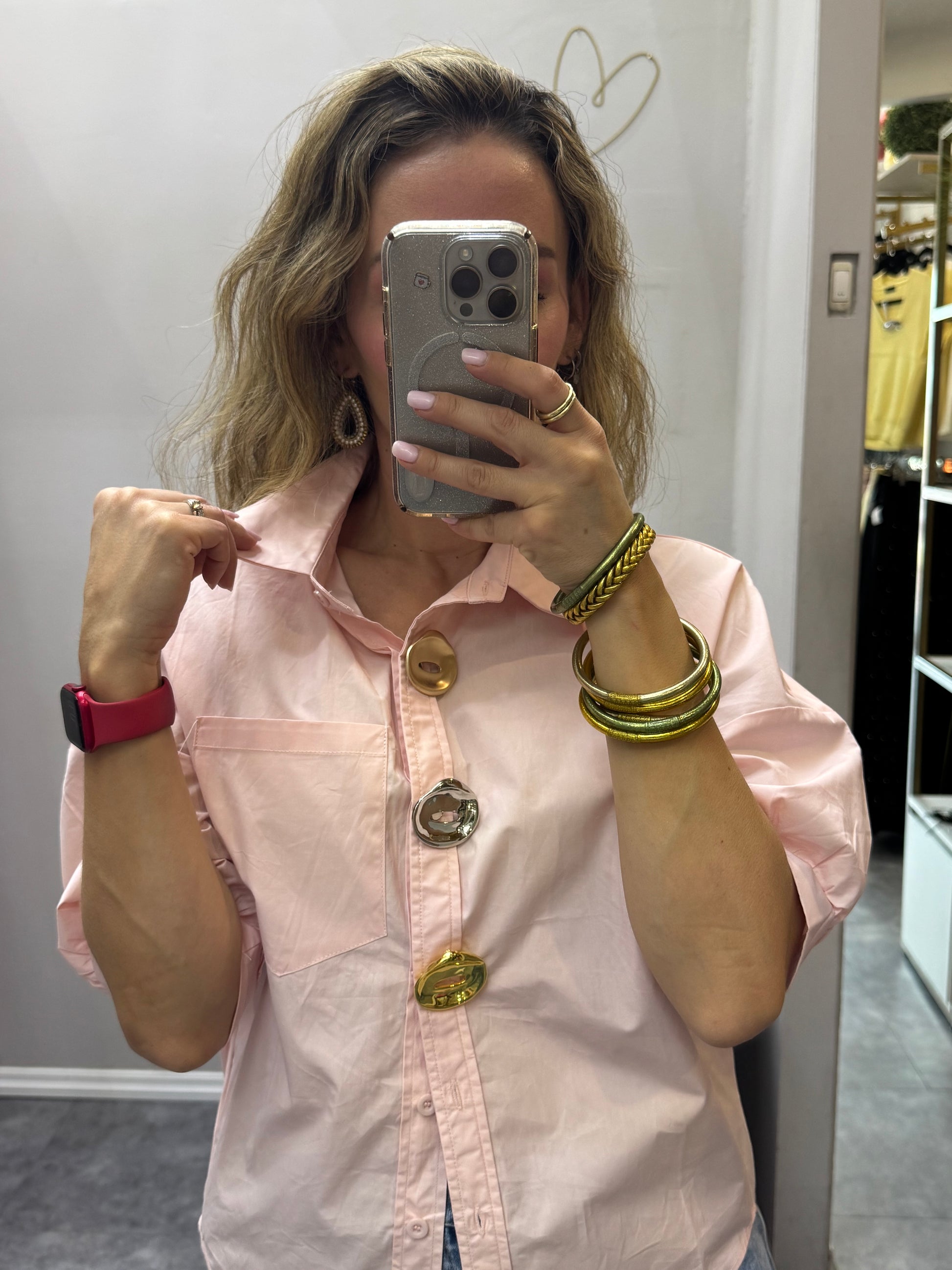 CAMISA CON BOTONES EN 3 TONOS ROSA