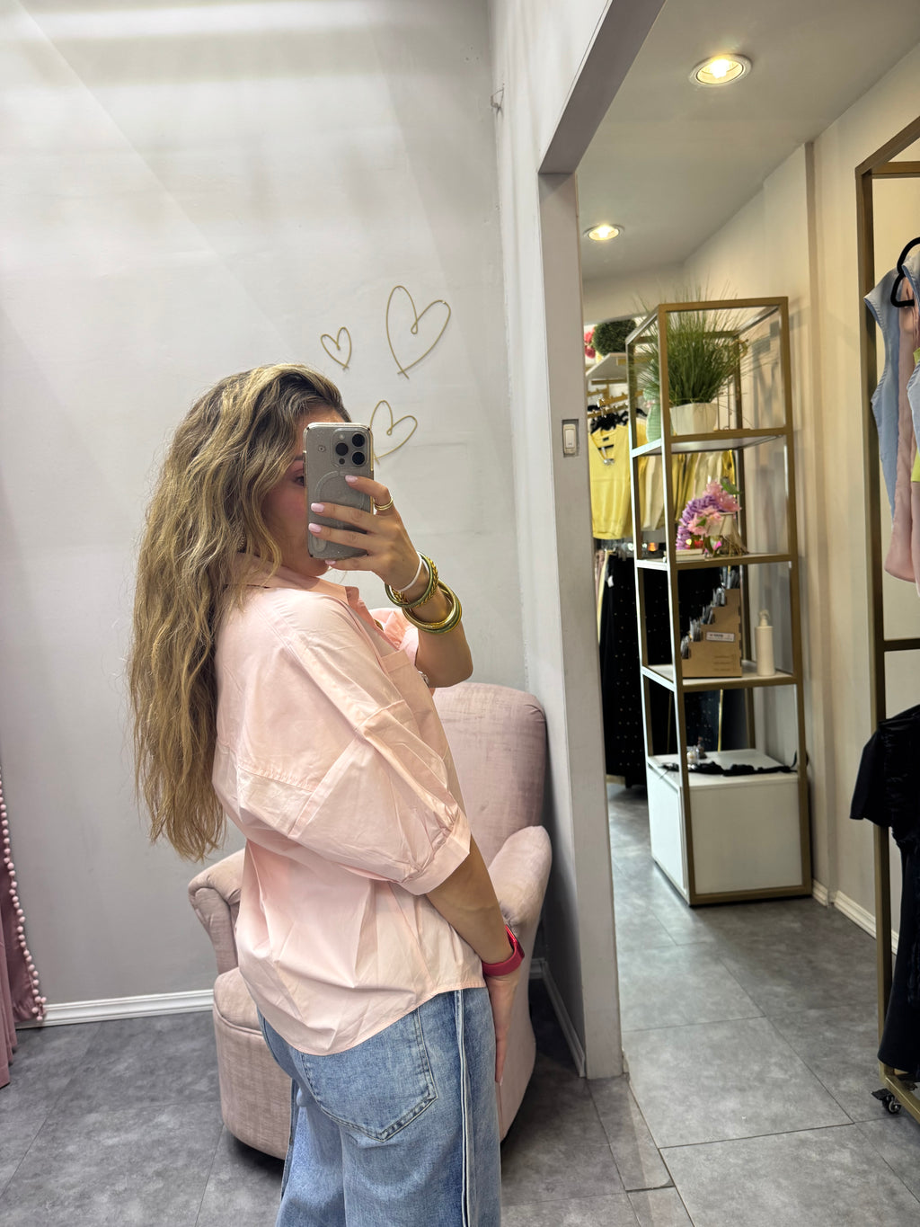 CAMISA CON BOTONES EN 3 TONOS ROSA