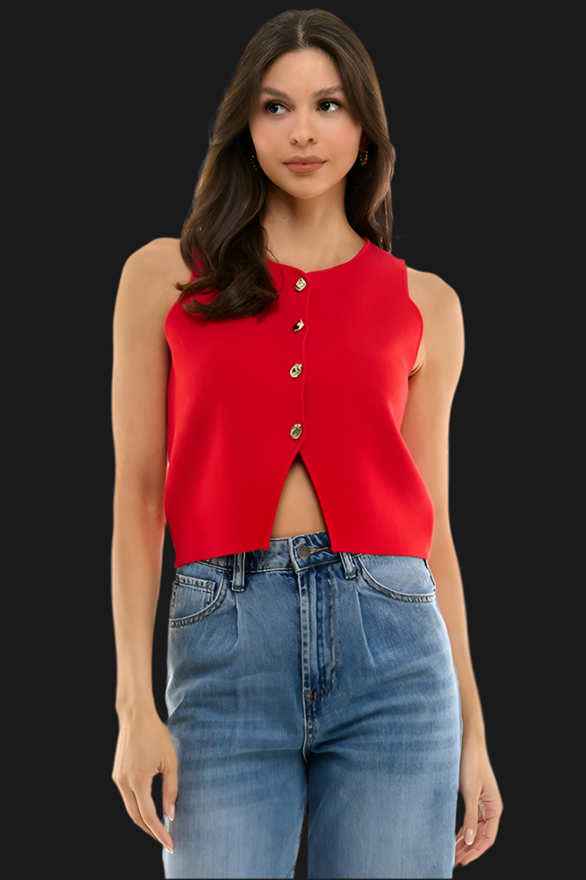 Blusa/Chaleco tejido con botones plateados