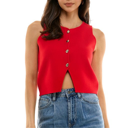 Blusa/Chaleco tejido con botones plateados