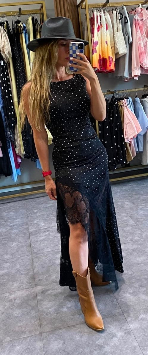 VESTIDO SATIN POLKADOT BOLITAS