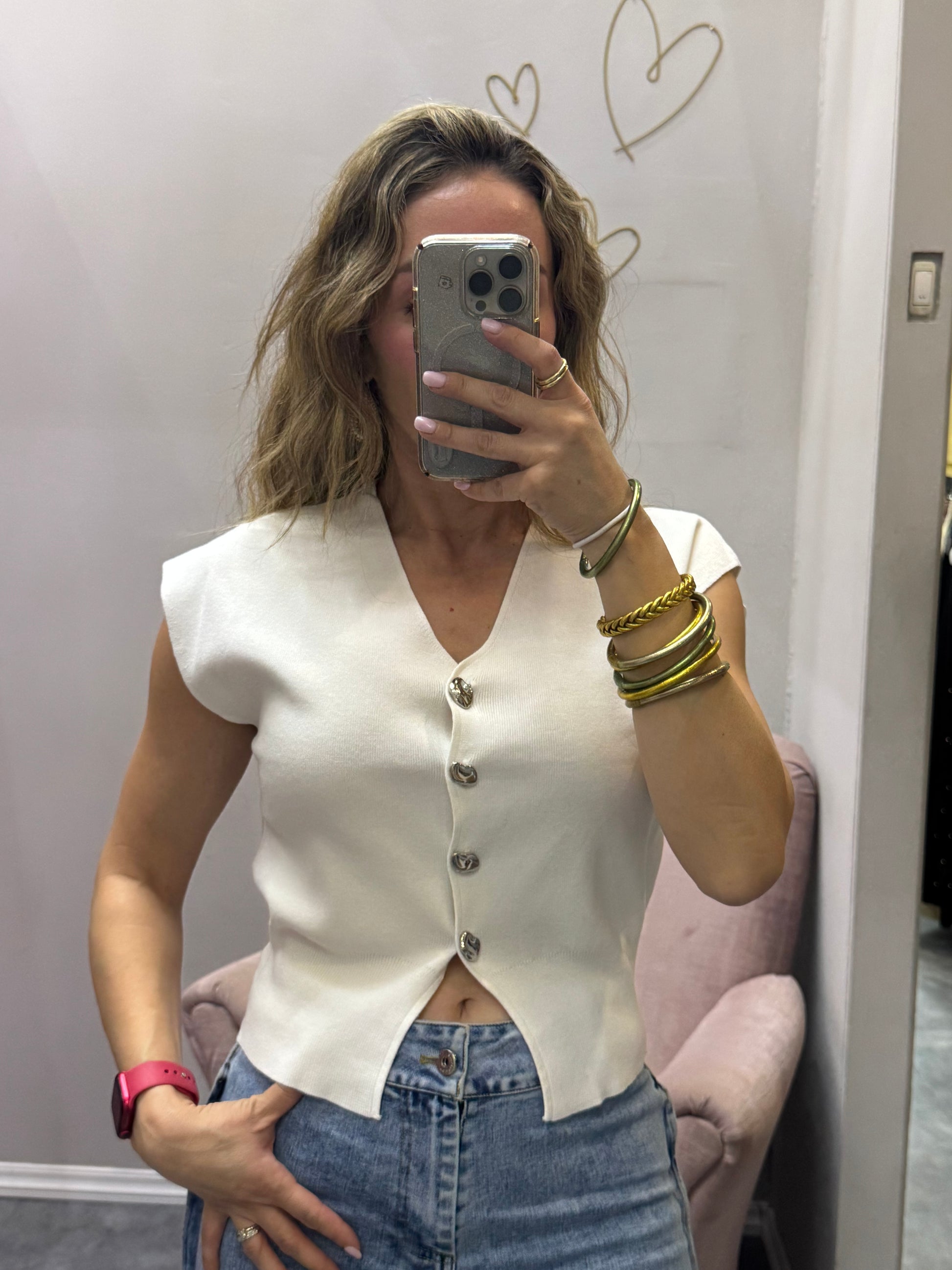 BLUSA DE PUNTO CON BOTONES PLATEADOS CHICOS