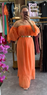Vestido largo hombros caídos