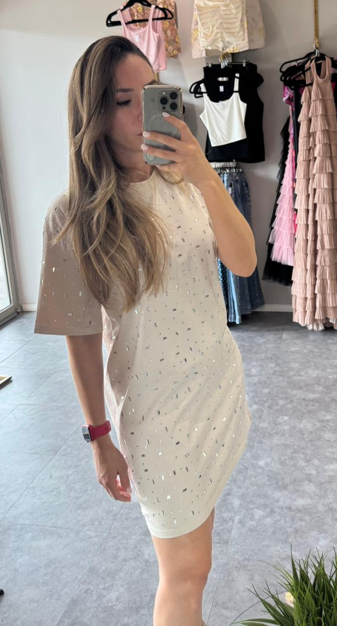 VESTIDO PLAYERA CON BRILLOS