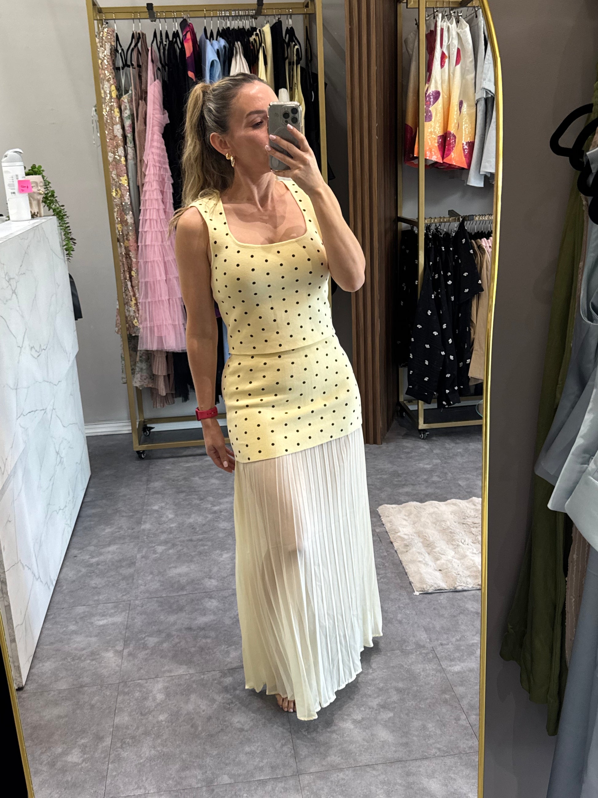 SET DE FALDA POLKADOT AMARILLO
