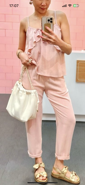 Set de lino de pantalón y top de tirantes