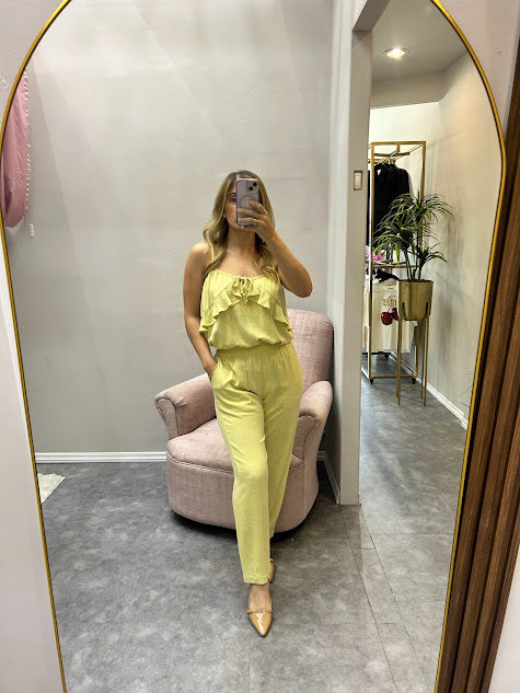 Set de lino de pantalón y top de tirantes