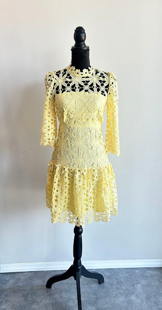 Vestido tejido crochet manga 3/4