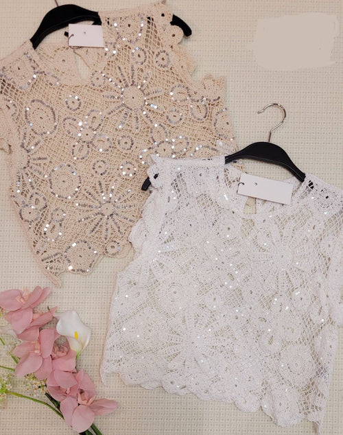 Blusa bordada de encaje