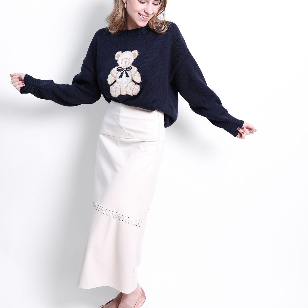 FALDA VINIPIEL CON TEJIDO