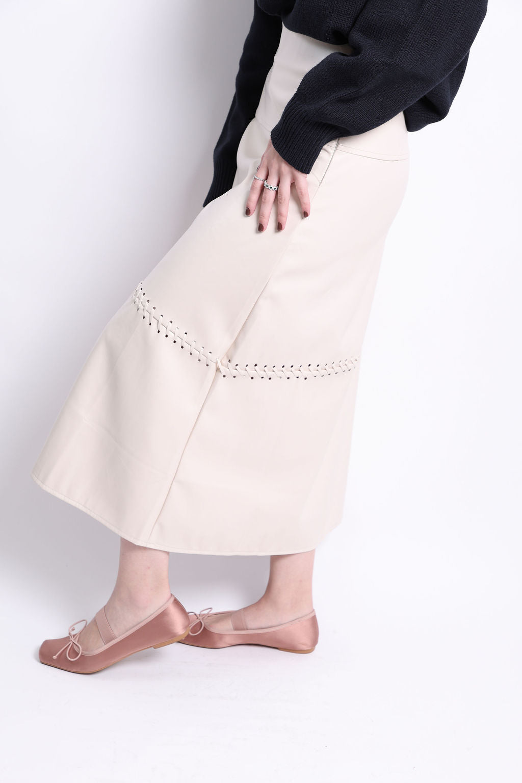 FALDA VINIPIEL CON TEJIDO