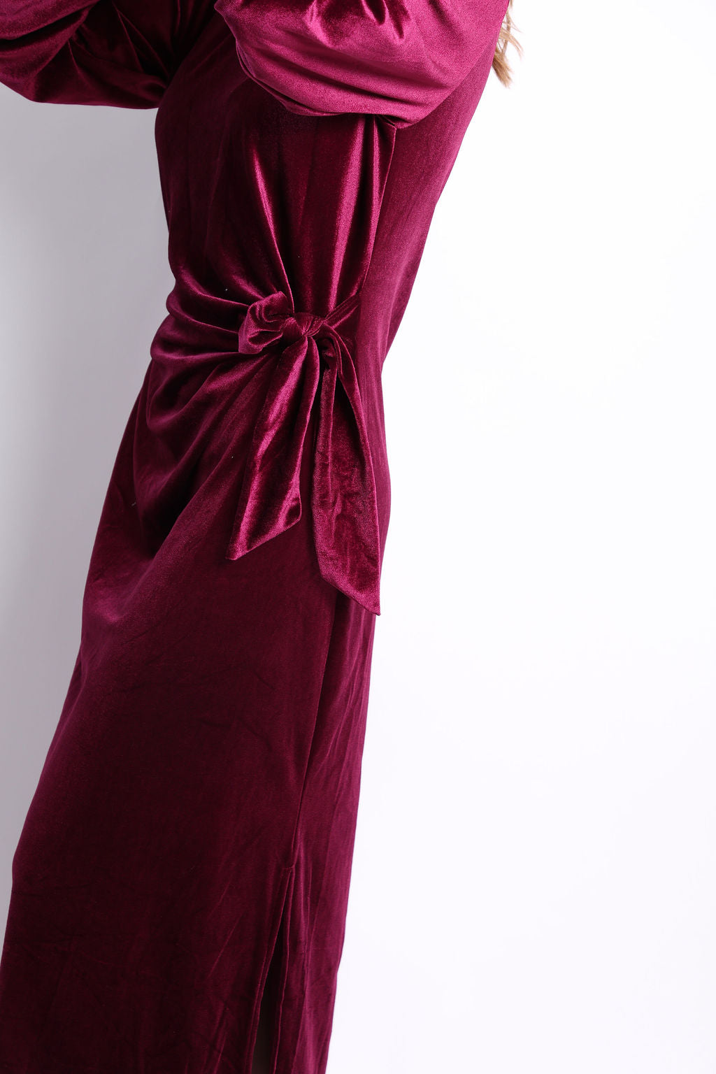 VESTIDO LARGO TERCIOPELO VINO