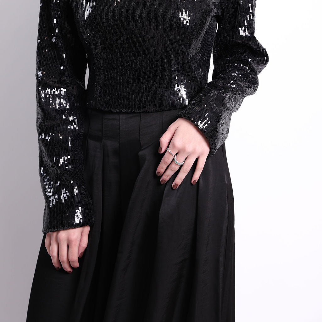 FALDA PANTALON DE SATIN NEGRO