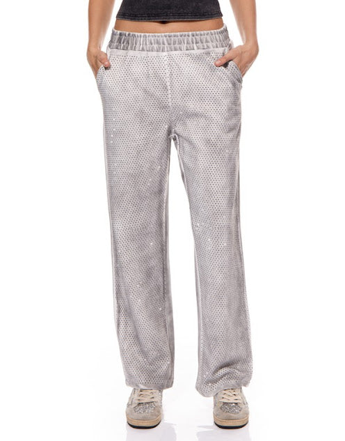 PANTS GRIS CON BRILLOS AL FRENTE
