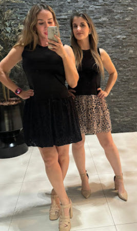 VESTIDO TERCIOPELO CON FALDA ANIMAL PRINT