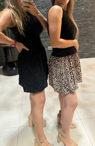 VESTIDO TERCIOPELO CON FALDA ANIMAL PRINT