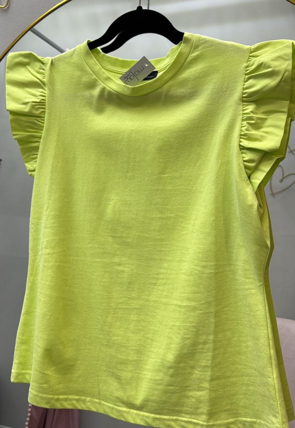 Blusa de algodón con olán en manga