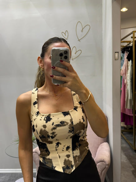 Blusa tipo corset de vaca